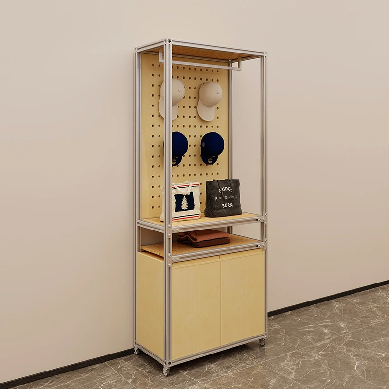 تخصيص متجر بيع بالتجزئة عرض خزانة عرض الرف خشبية Pegboard قبعة تخزين لاعبا اساسيا #2