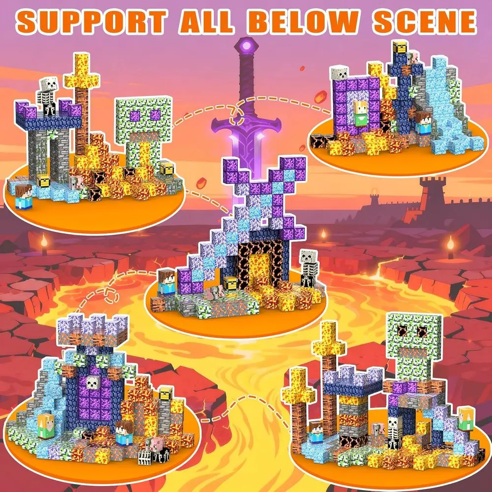 Bloques de construcción magnéticos: juguetes STEM para niños, 3+, forma de espada, ideales para regalos de Navidad y cumpleaños