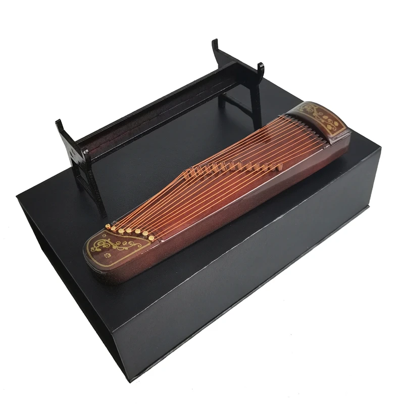 Mini guzheng simulação retrô instrumento musical 1:12 casa de bonecas ornamentos em miniatura modelo paisagismo decorações artesanato