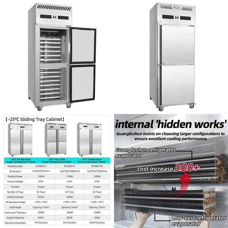 Double Door Vertical Freezer -25C Anti Frost Digital Display Fan Cooling For Cake Shop