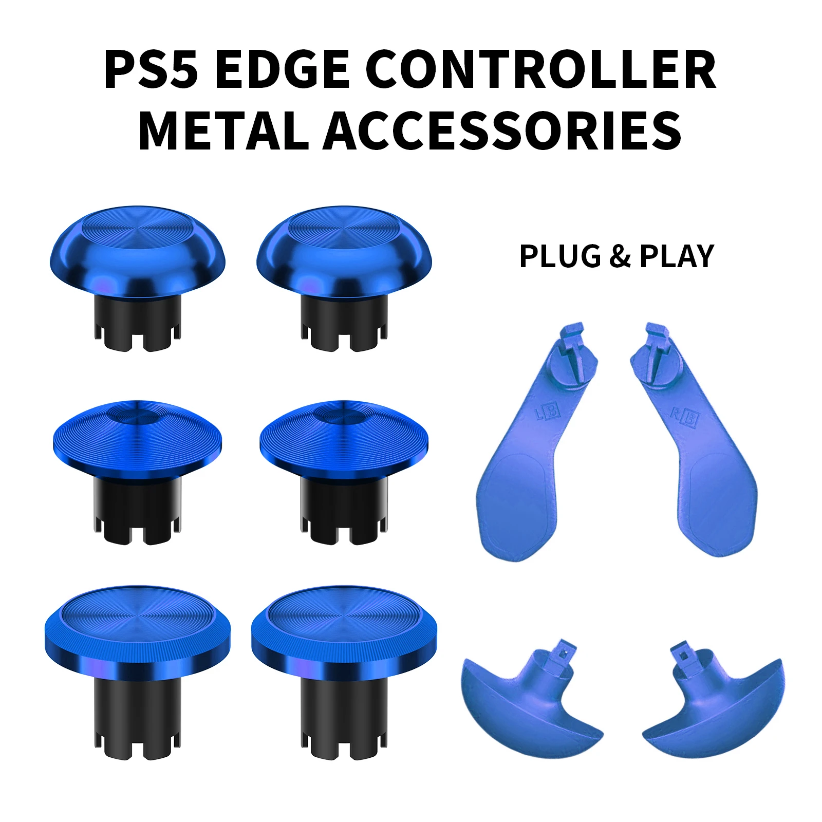 

10-in-1 Metal Thumb Stick Joystick Caps for PS5 Edge Controller 6 Swap Sticks 4 Metal Rear Paddle Trigger Button Replacements