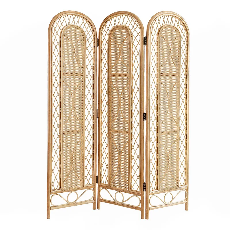 Rattan flower window screen ins woven natural rattan folding screen porch partition household