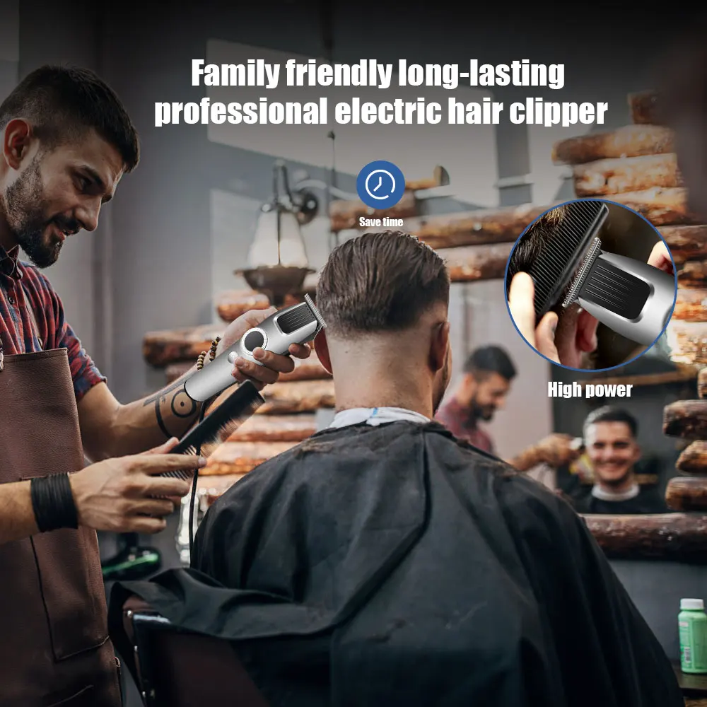 HIENA Silver Hair Clipper Professional Hair Clipper Oil Head Carving Clipper for Men's Silent Large Display Screen hair cutting