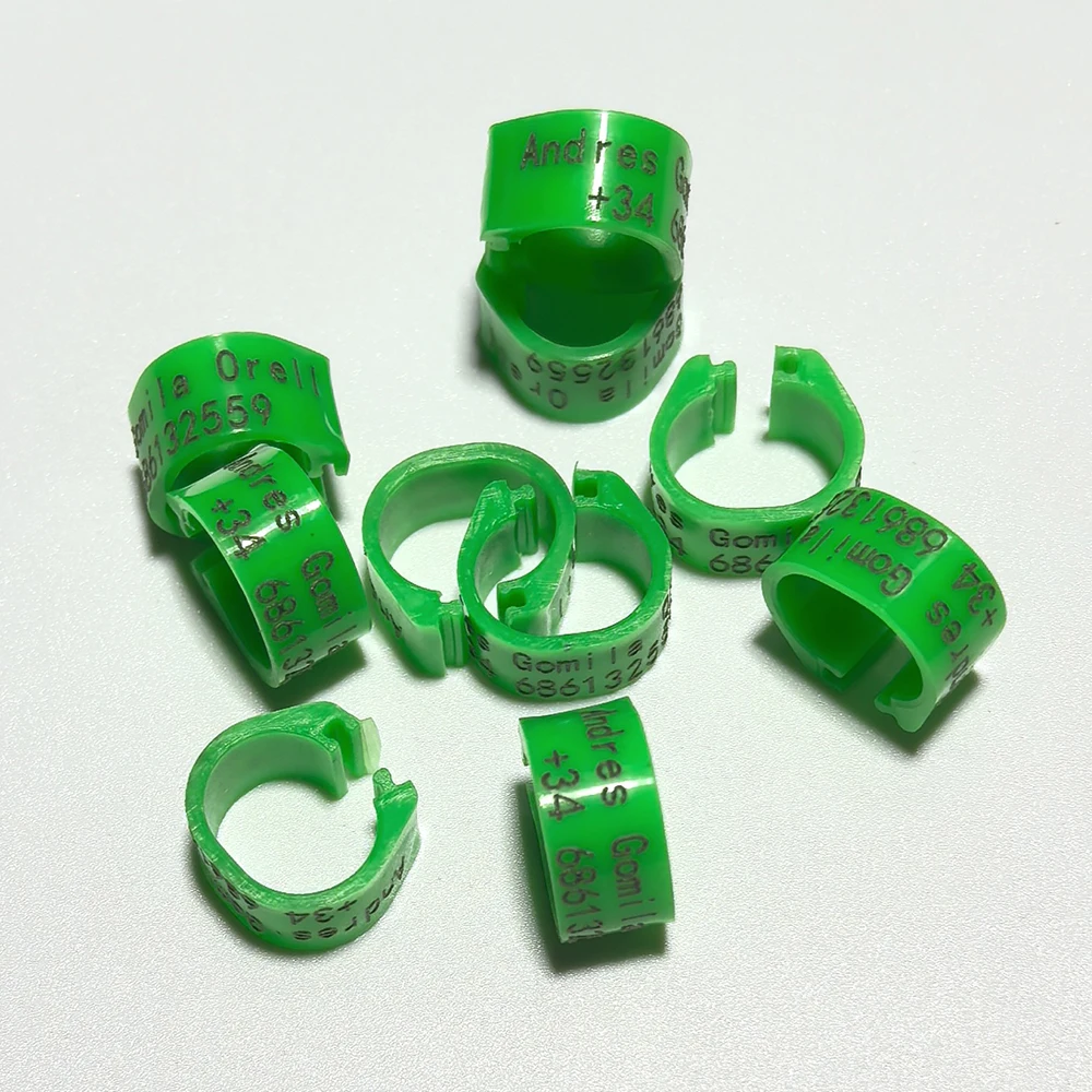 Anneaux de Pigeon de qualité professionnelle 8MM, 100 pièces, bandes de jambes gravées au Laser personnalisées pour Pigeons et pommes de course, anneaux de pied