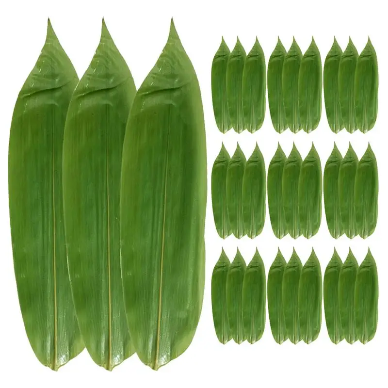 

100pcs Leaves For Decor Sashimi Leaves Mat Sushi Leaves Ornament Restaurant Bamboo Decorated Grass Grilled Meat Green Leaves