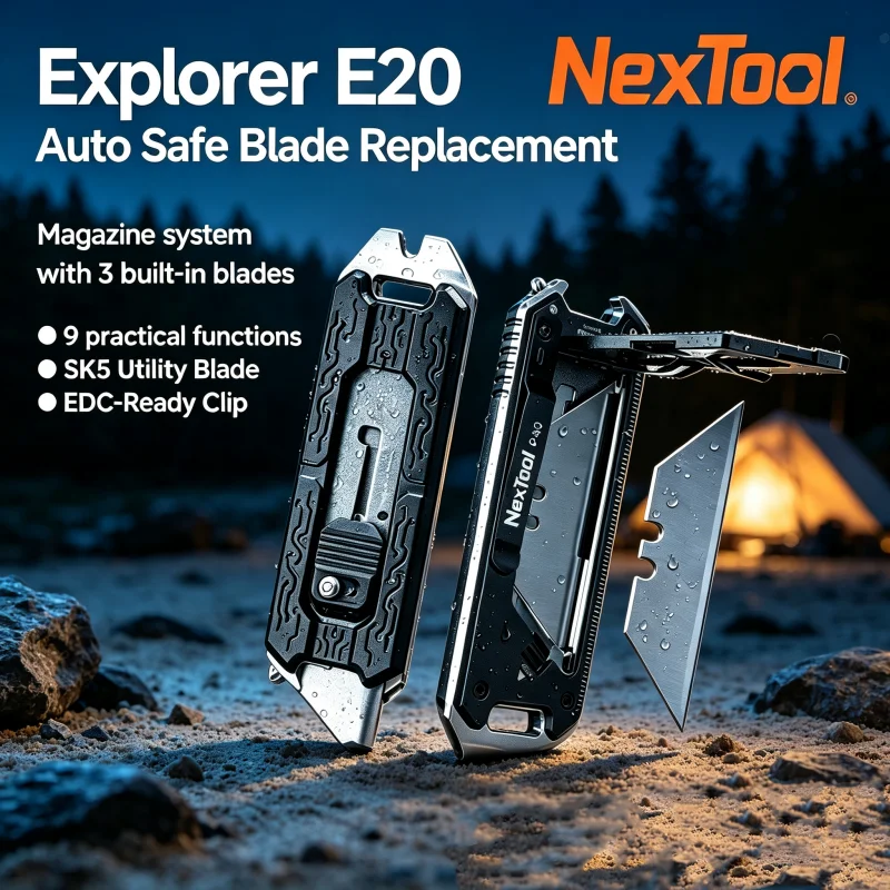 ネクストゥール-エクスプローラー-e20-折りたたみ式ユーティリティナイフ-8-in-1-ポータブル-edc-マルチツール-ユーティリティカッター-アウトドア-キャンプ-サイクリング-修理用ハンドツール