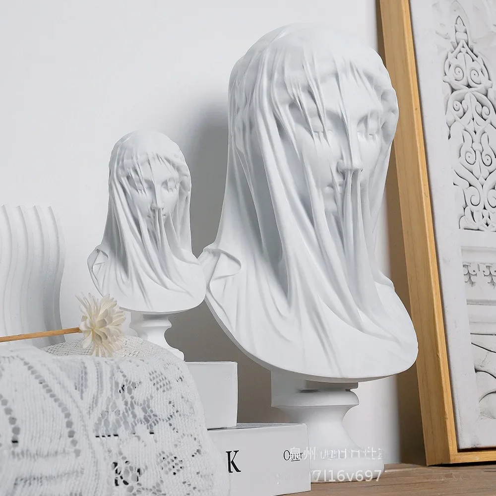 Busto de señora velada, estatua de diosa griega, regalos clásicos de mitología romana, escultura de doncella, decoraciones para estantería de escritorio, sala de estar y hogar