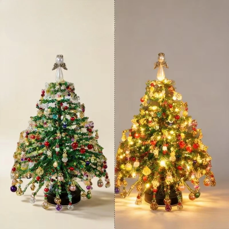 DIY Beaded Christmas Tree Kit 3D Crystal Bead Handmade Craft Set Creative DIY Beading Project Holiday Decoration for Adults