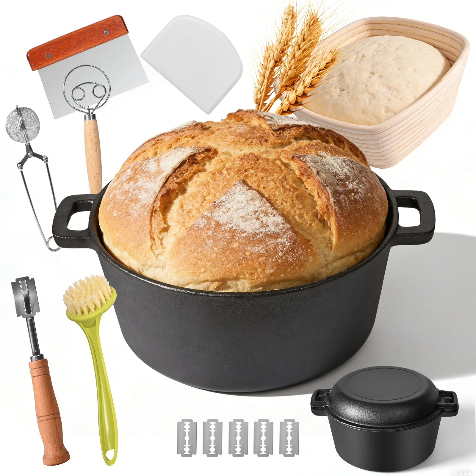 Lagostina Cast Iron Pot 26cm Dual-purpose Frying Pan Stew Pot Thickened