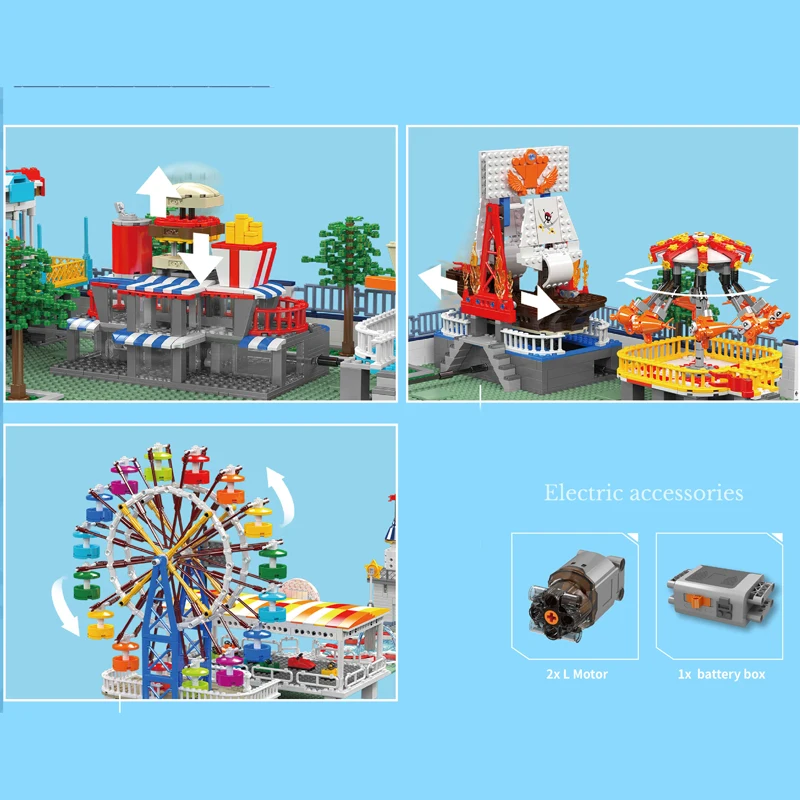 몰드 킹 11022 MOC 기능성 놀이공원 블록 퍼즐 독특한 조립 기술 브릭 세트 장난감 생일 선물 어린이용