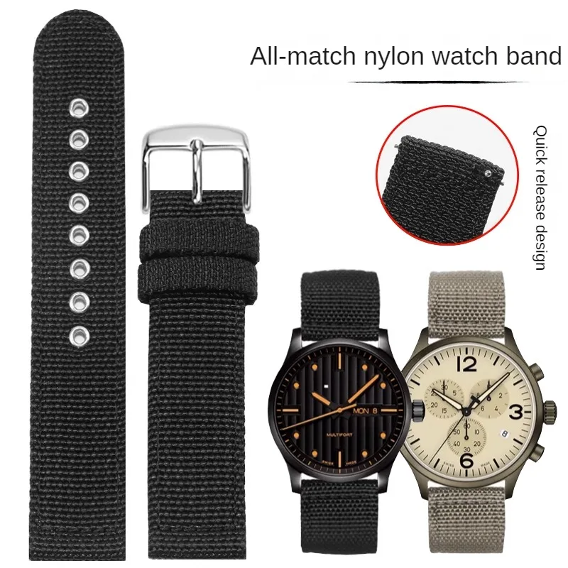 

Universal Brand Flat Straight Interface Canvas Watch Strap 19/20/21/22/23/24mm Quick Release Design Nylon Watchband