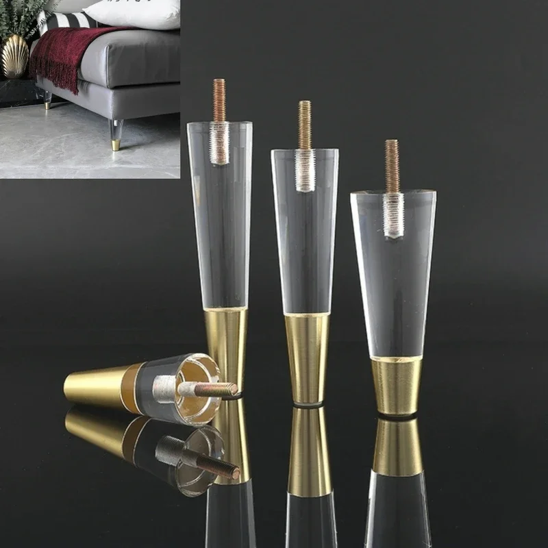 4piece-set-furniture-legs-chest-of-drawer-cabinet-feet-replacement-sofa-feet-modern-clear-decor-diy-acrylic-legs-tapered-style