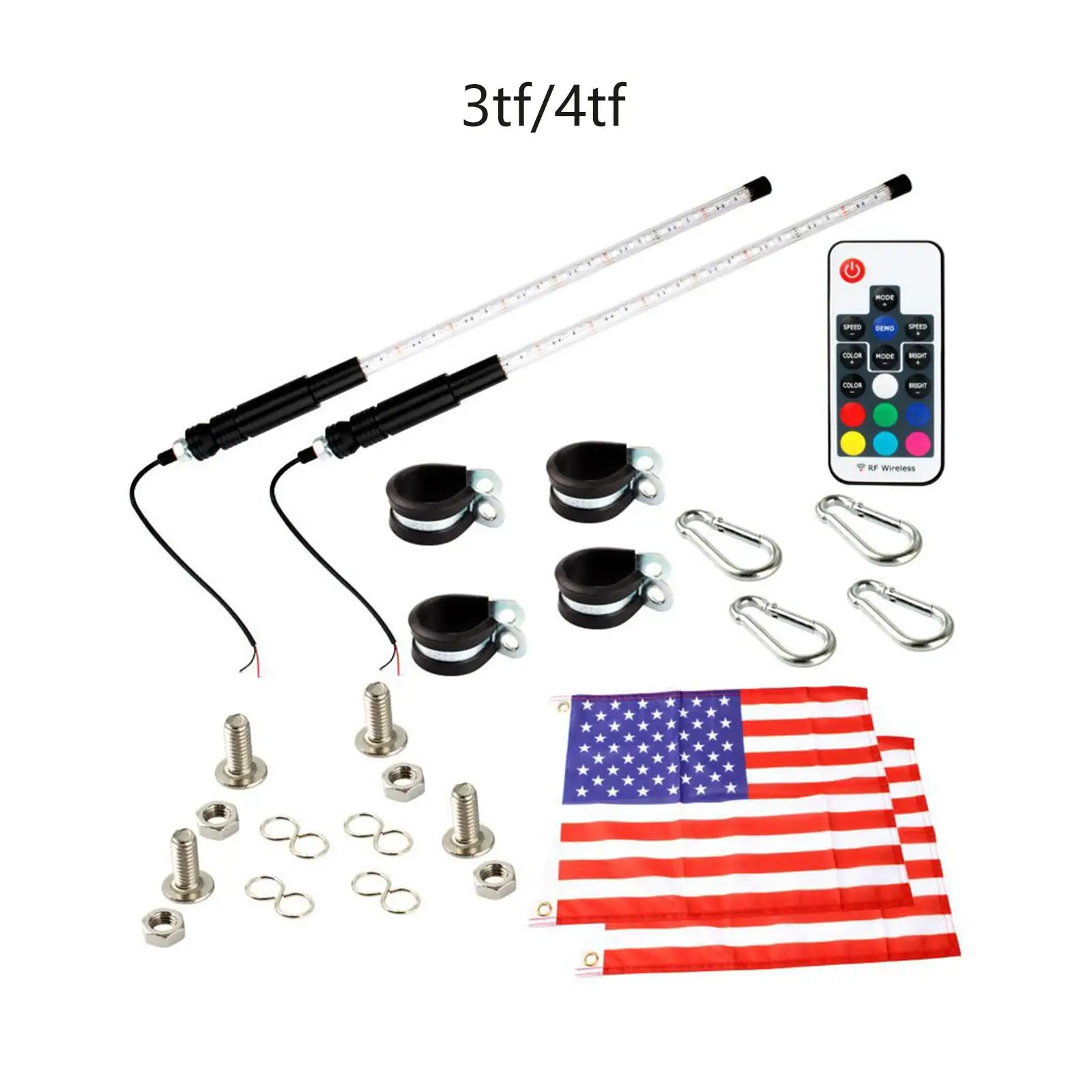

2Pcs LED Lights RGB 300 Flash Patterns with Flag Fits for UTV ATV Boat
