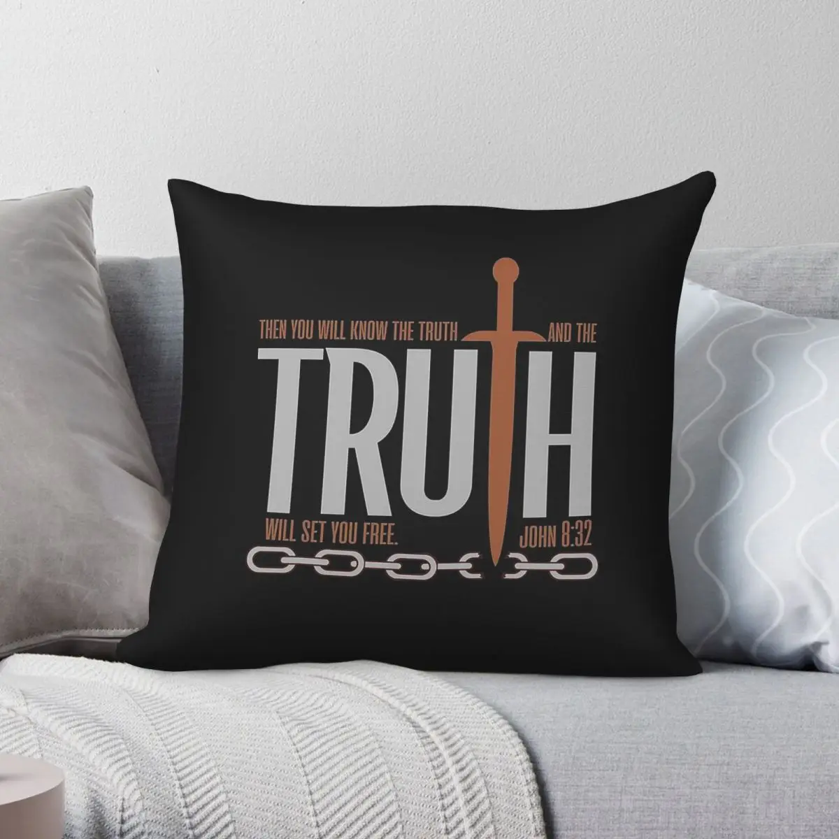 You Shall Know The Truth John Square Pillowcase Polyester Linen Velvet Creative Zip Decorative Home Cushion Cover