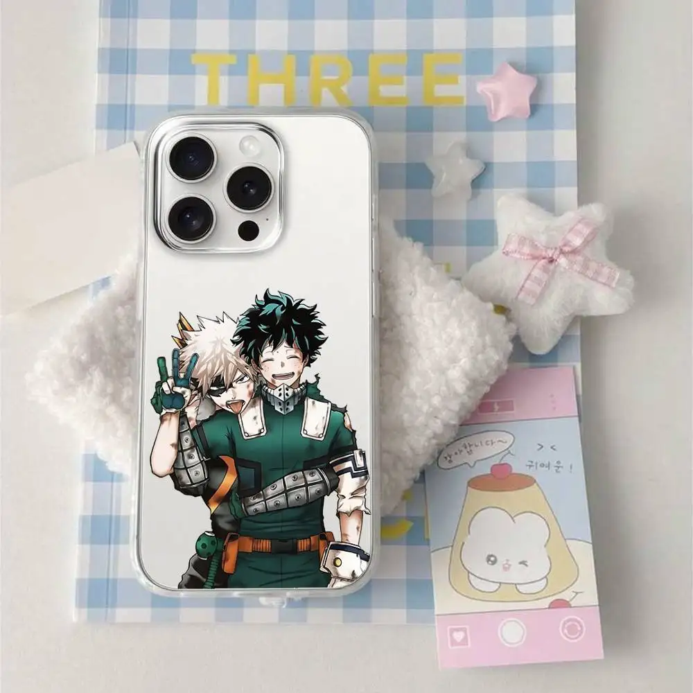 Amine M-My Hero Academia جراب هاتف آيفون 17 16 15 11 13 14 Pro Max 7 8 Plus X Xr Xs Max Se2020 12 غطاء شفاف صغير