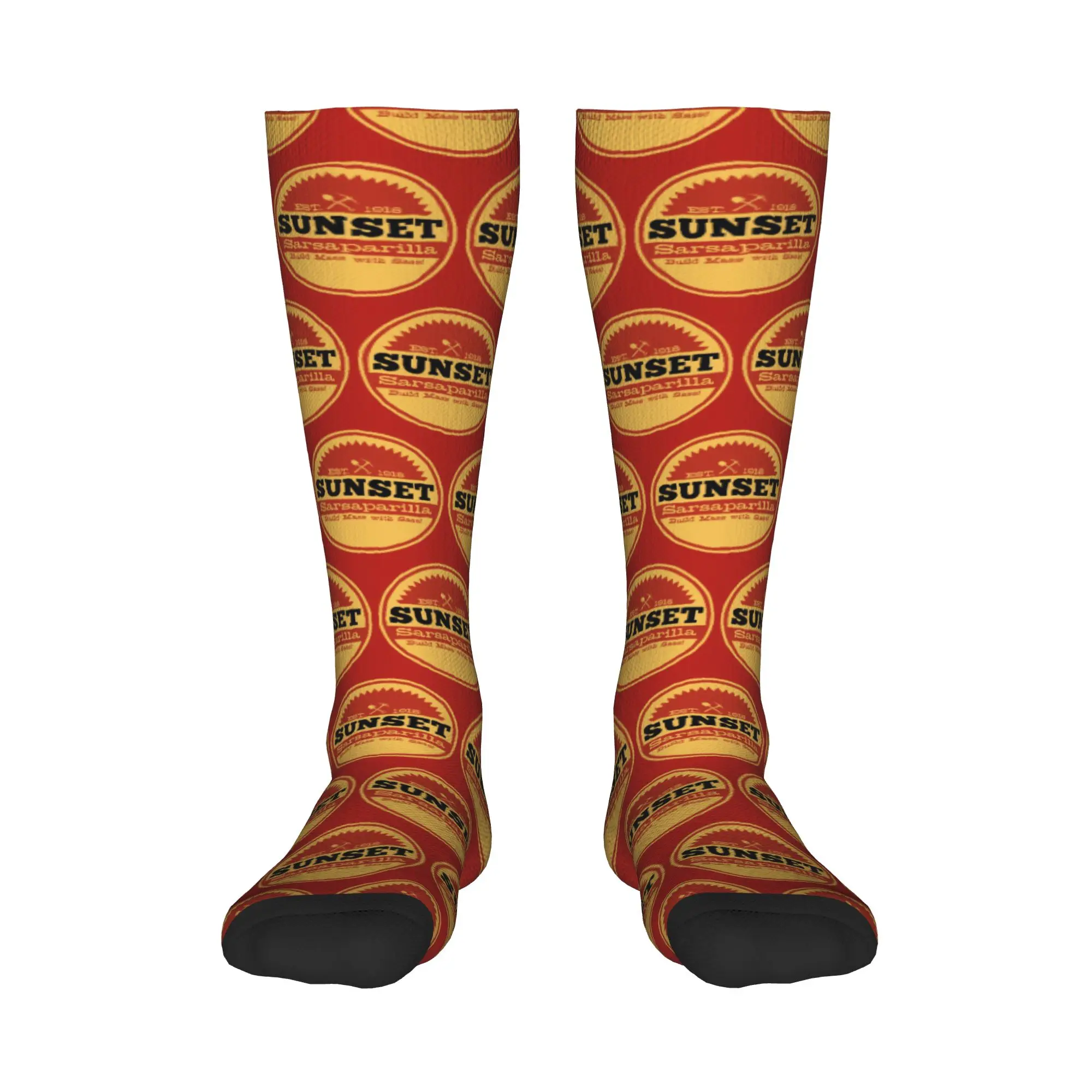 

Всесезонные чулки для экипажа, винтажные носки с логотипом Sarsaparilla, модные длинные носки в стиле Харадзюку в стиле хип-хоп, аксессуары для мужчин и женщин