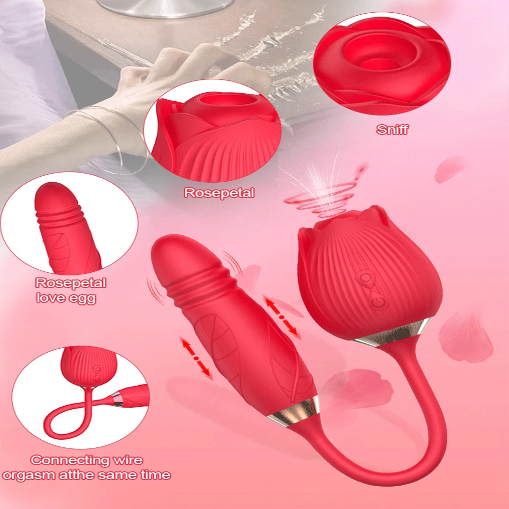 Consolador vibrador para mujer, Juguetes sexuales de succión de rosas, succionador de clítoris y pezón, estimulación femenina para adultos mayores de 18 años