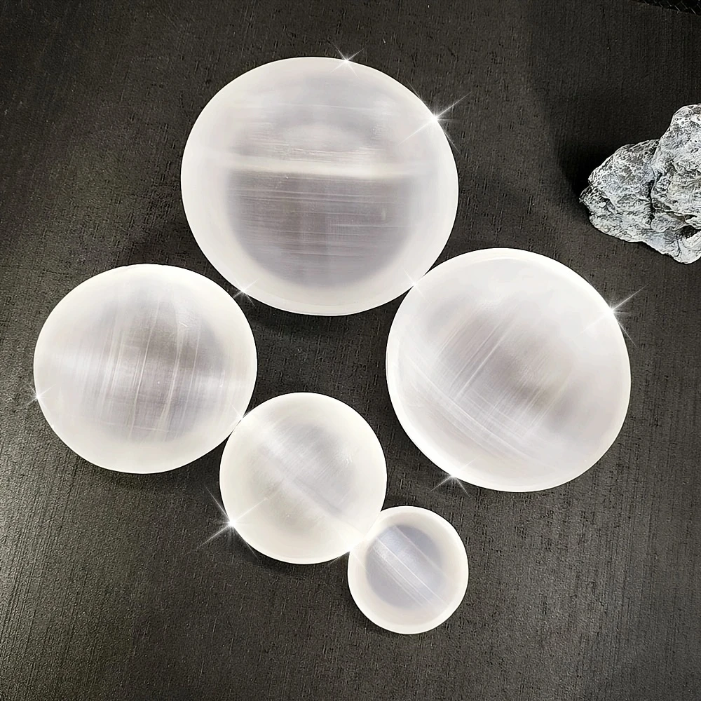 

1 шт., круглая чаша из натурального белого селенитового хрустального камня ручной работы-декоративный художественный домашний декор, орнамент для гостиной, подарок