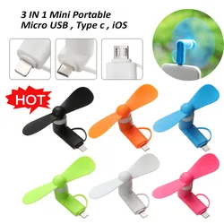 3-In-1 Type C Micro USB Mini Fan Radiator For Android Samsung Huawei HTC IPad IPhone Portable Mobile Phone Small Travel Fan