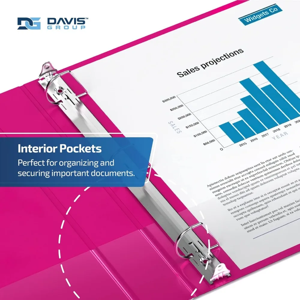 Premium Economy 6-Pack D-Ring Binders, 2 Inch, Pink, Ideal for School and Office Use, Large Capacity Storage