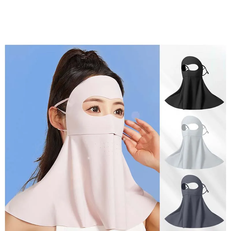 

Breathable Ice Silk Mask Ultra-Thin Leaking Nostril Riding Sunscreen Mask Shoulder Neck Protection Men Women Hanging Ear Face Ma