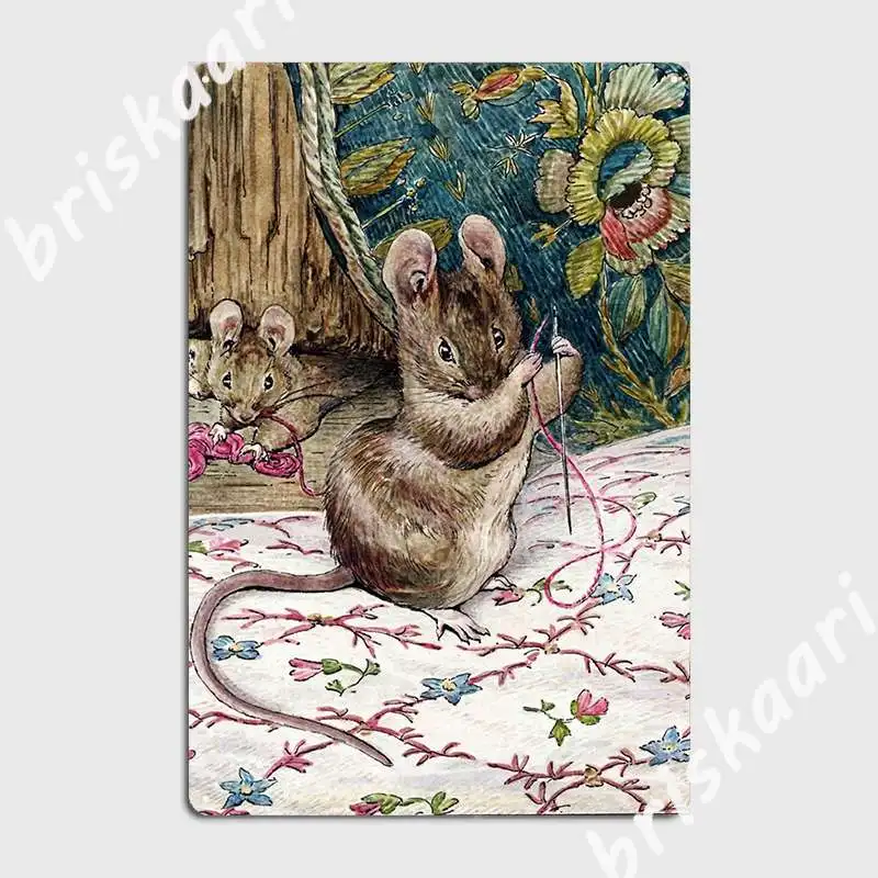 The Mice Go To Work The Tailor Of Gloucester Beatrix Potter Poster Metal Plaque Custom Party Plates Tin Sign Posters