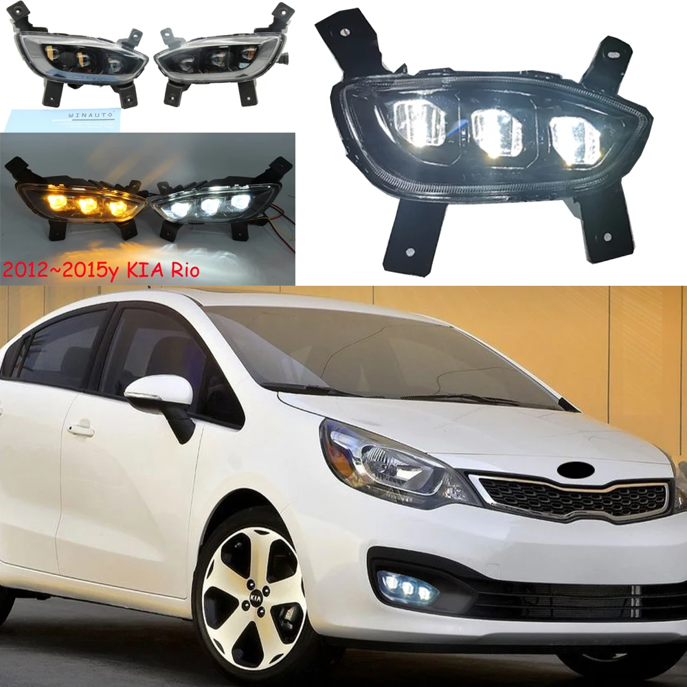 

car bupmer head light for KIA K2 Rio fog lamp headlight LED 2012~2015y car accessories DRL fog for KIA Rio K2 headlamp