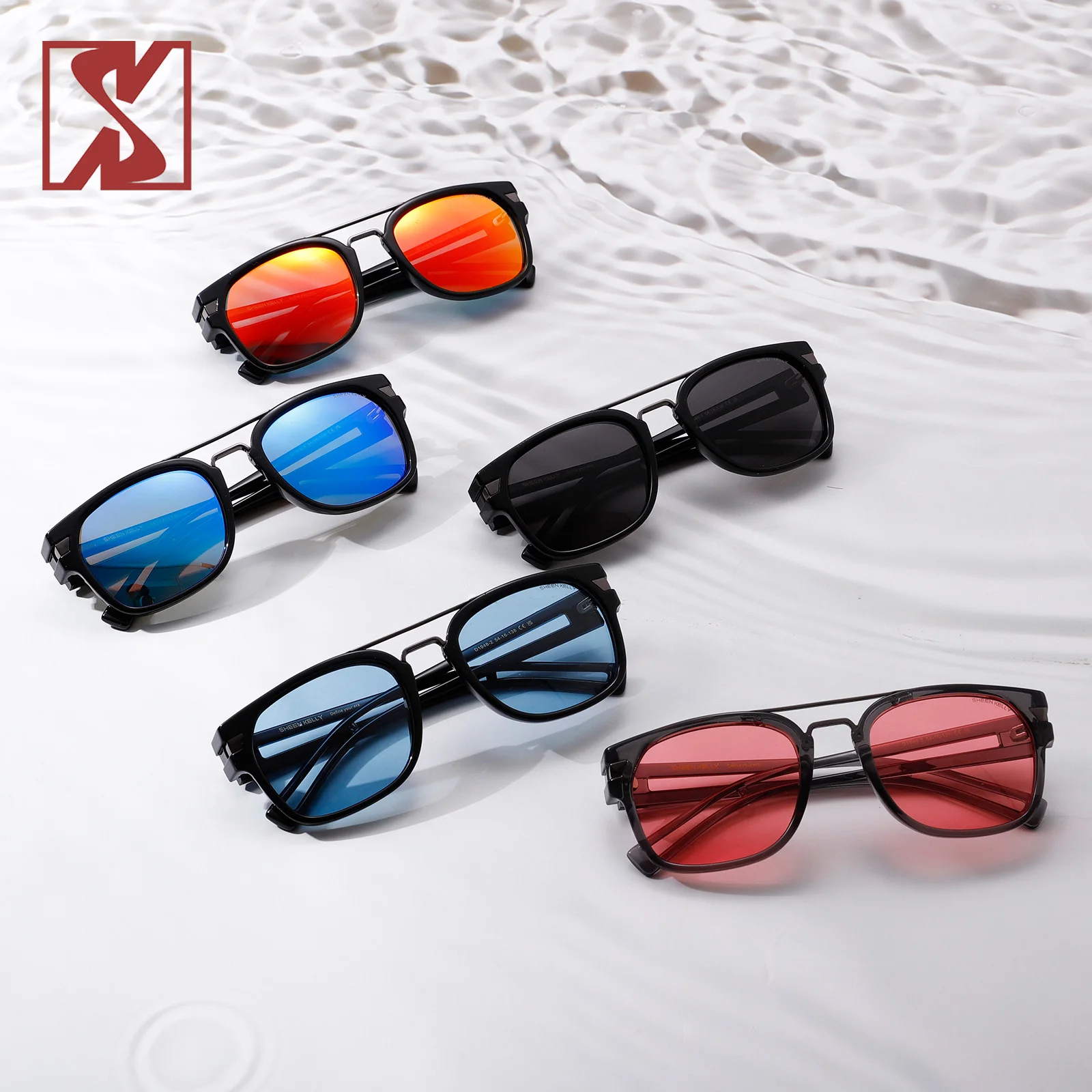 Retro Polarized Square Sunglasses Fashion Trendy Eyewear Designer Multi-color lenses Shades