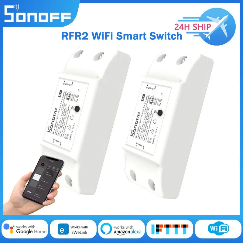 

SONOFF RFR2 WiFi Smart Switch 433MHz DIY Smart Breaker Home Automation Module Remote Control Works With Alexa Google Home