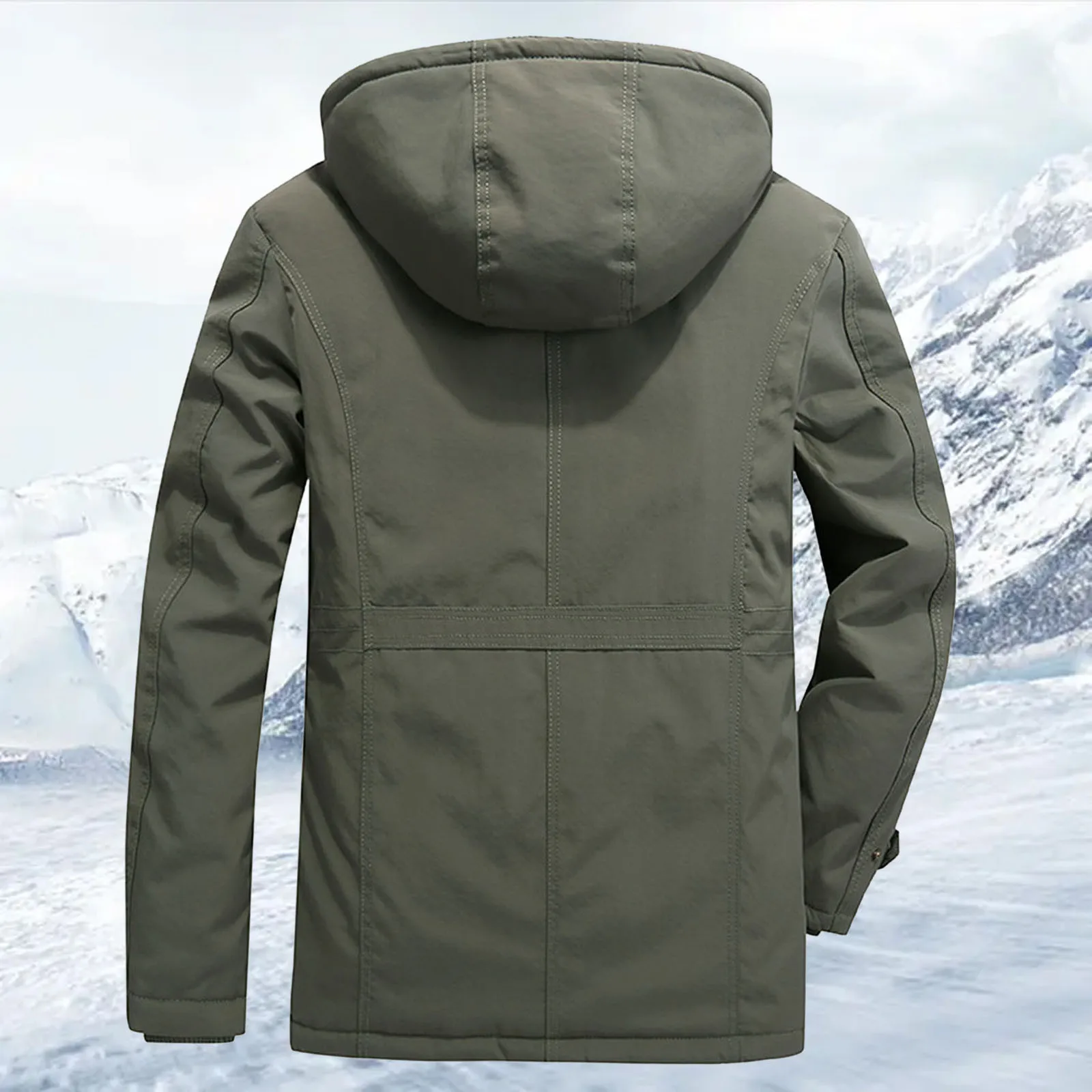 Men's Winter Thicken Fleece Jacket Warm Padded And Thickened Loose Casual Long Sleeve With Pockets Jacket Coat Green Outfits