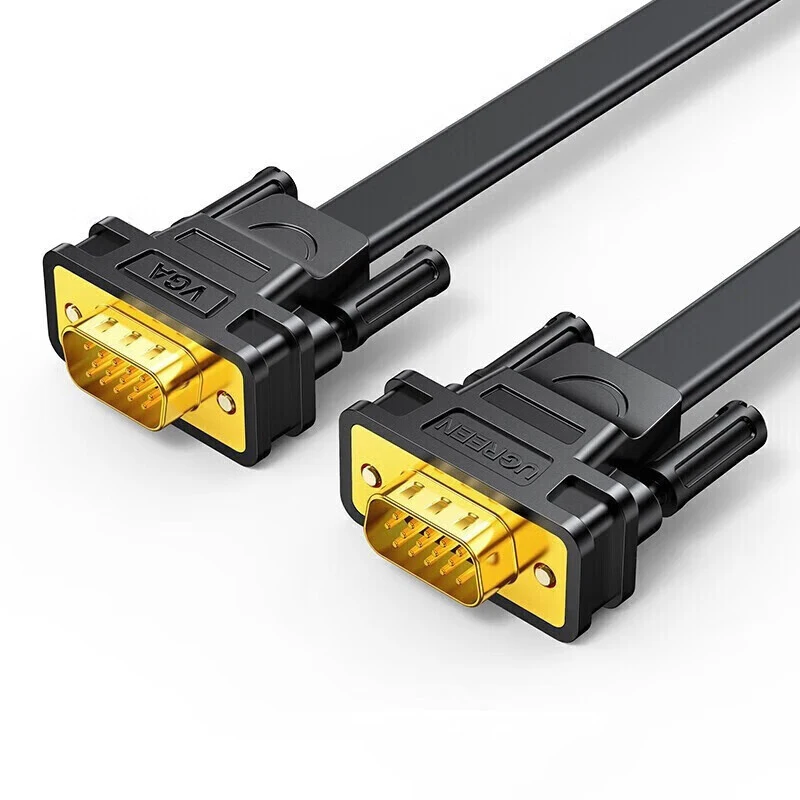 

Кабель UGREEN VGA-VGA, кабель для монитора VGA, штекер-штекер, 1080p, 60 Гц, высокое разрешение, черный плоский шнур
