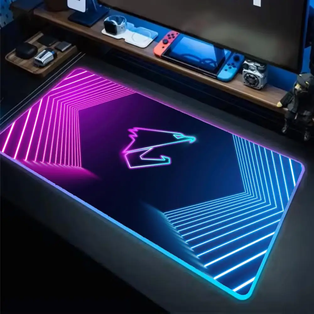

A-aorus games LOOG Mouse Pad Anime Gaming Mouse Pad LED Table Pads Backlit Rubber Desktop XXL RGB Desk Mats