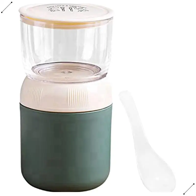 Take-Away Oatmeal Cup Oatmeal Insulated Yogurt Cup Two-In-One Practical 400Ml+300Ml With Spoon