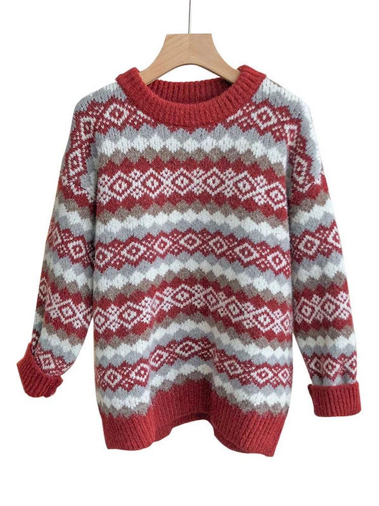 سترة نسائية Laid-ba College Sle Cisas باللون الأحمر فضفاضة مناسبة للخريف والشتاء تصميم جديد حلو Sle مستدير Ne Long Sve #5