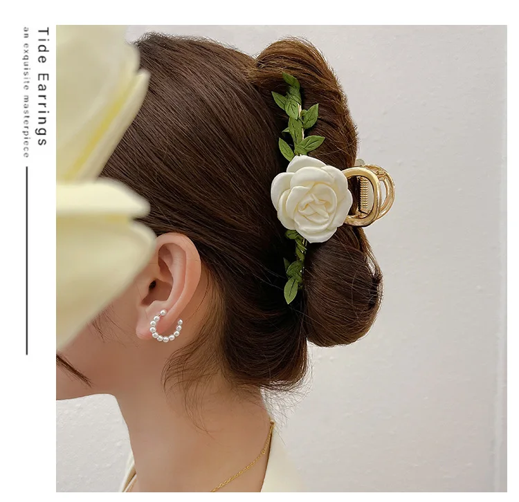 

New large daisy flower grab clip back head plate women's simple shark clip