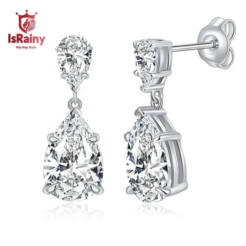 

IsRainy Hip Hop Rock 925 Sterling Silver GRA Moissanite Diamond Wedding Engagement Ear Stud Earrings Fine Jewelry for Women Men