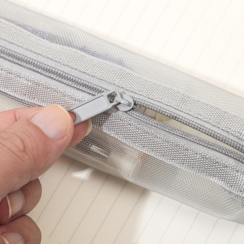 Mesh Pencil Case Storage Bag For Exams Portable Pencil Case Multi-Functional Square Stationery Pencil Pouch School Supplies