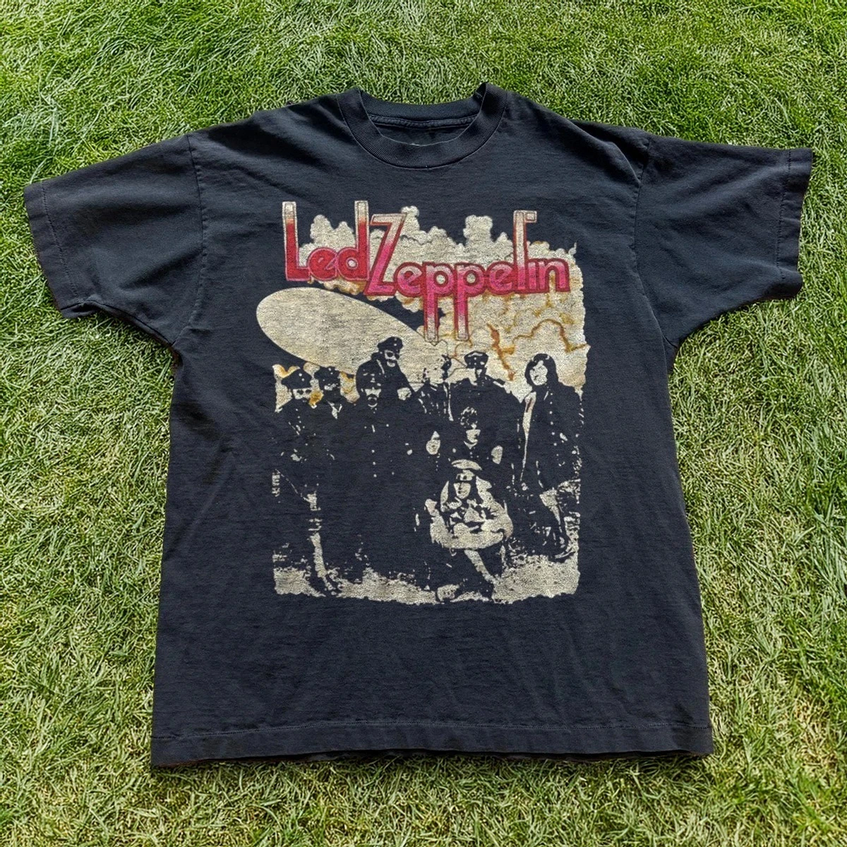 Summer Men's Pure Cotton Vintage Led Zeppelin T-shirt  Oversized Loose and Breathable Suitable for Everyday Wear