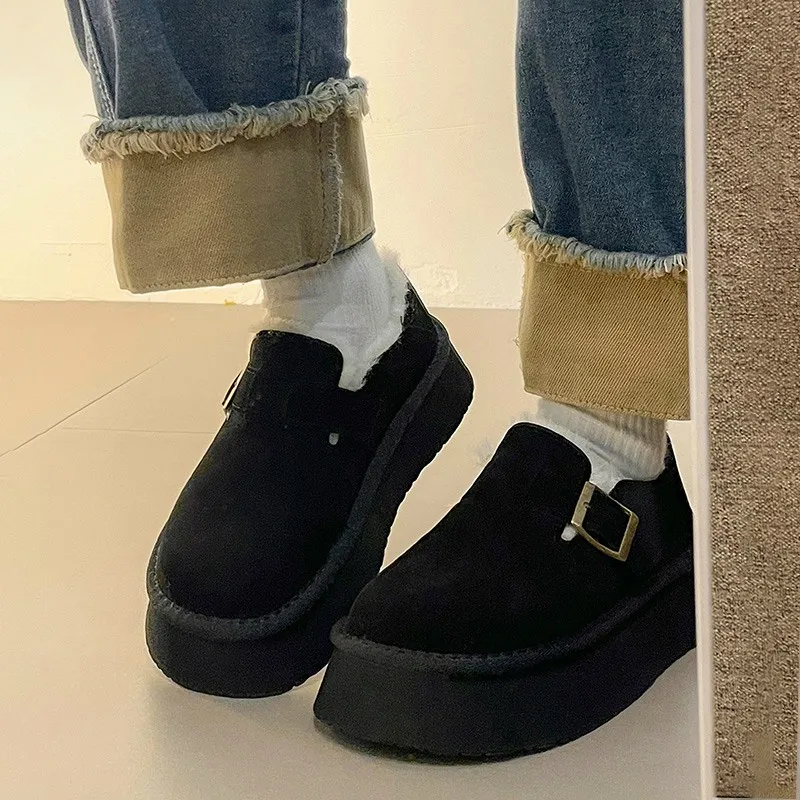 ฤดูหนาวรองเท้าผู้หญิง Clogs แพลตฟอร์มใหม่ Creepers FUR Shearling Snow BOOTS รองเท้าผู้หญิง 2024 Clogs แพลตฟอร์มใหม่ Creepers ฤดูหนาวหิมะ