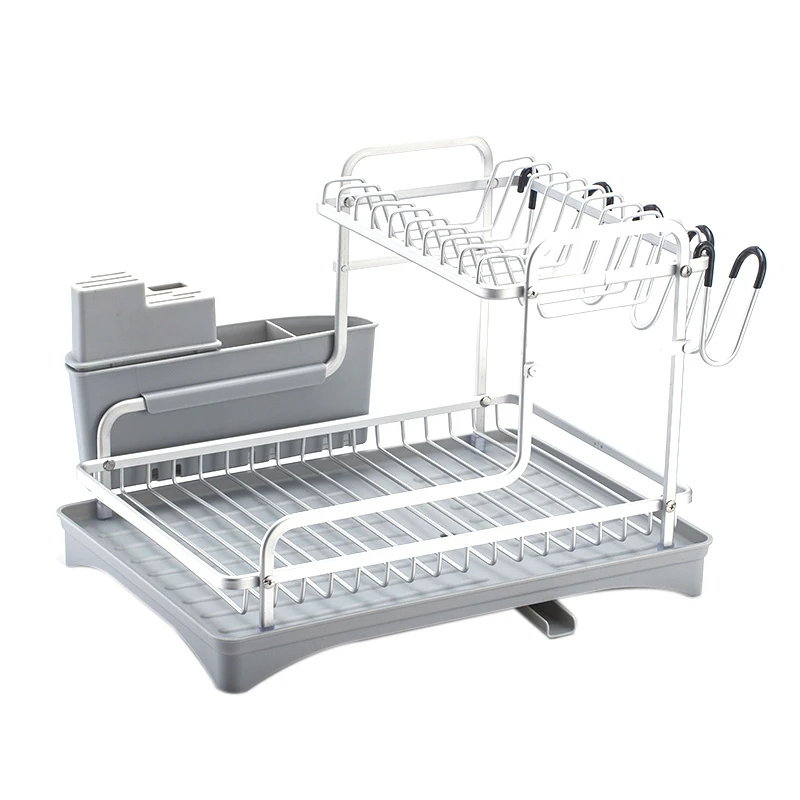 

HOT SALE Aluminium Dish Drying Rack Kitchen Organizer Drainer Plate Holder Cutlery Storage Shelf Sink Accessories Drain Stand