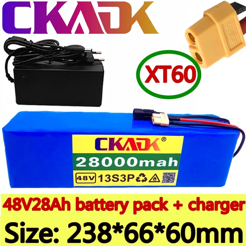 

2024 NEW CKADK 48V battery 13s3p 28Ah battery pack 1000W high power battery Ebike electric bicycle BMS with xt60 plug +charger