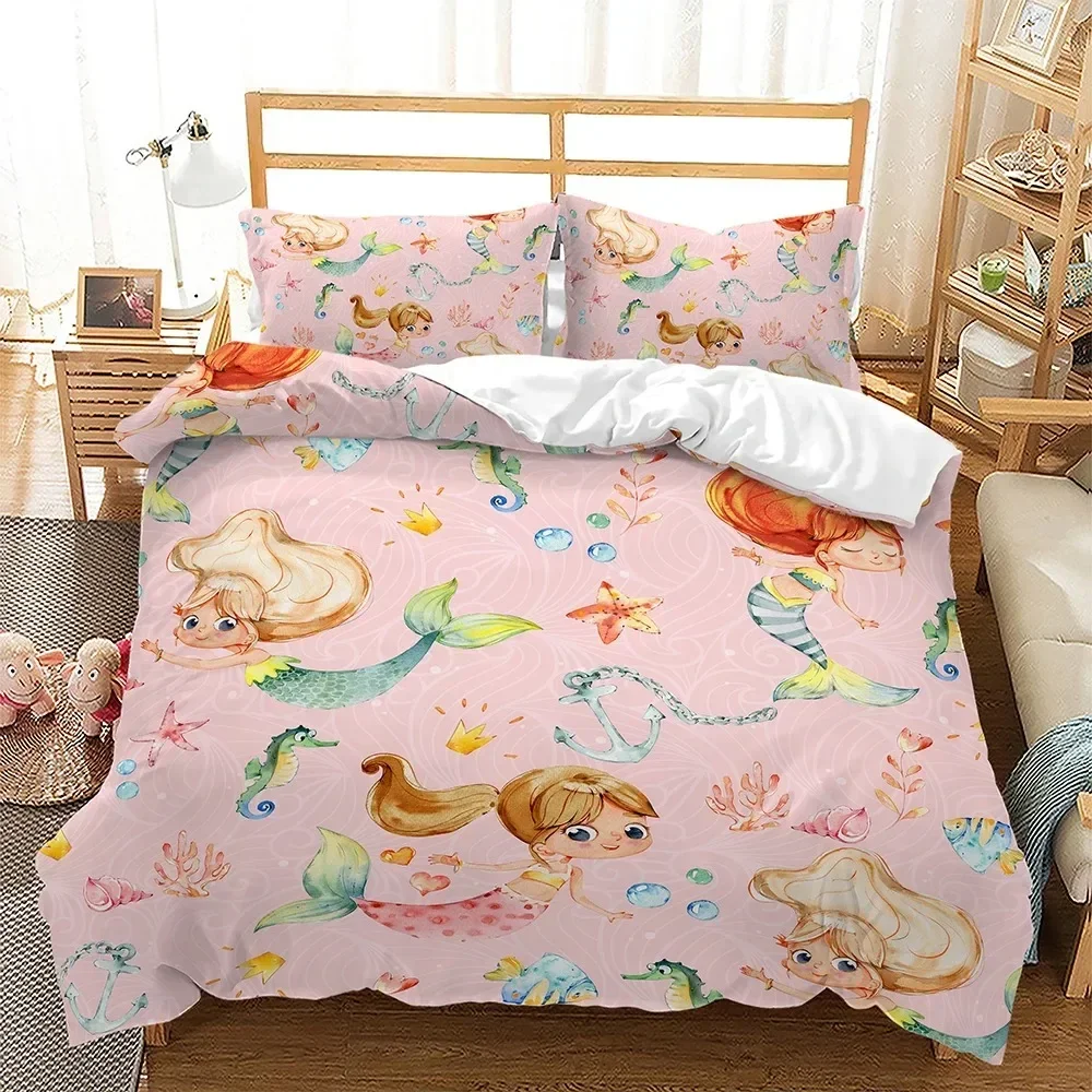 

Mermaid 3D Bedding Set Single Twin Double Queen King Cal King Size Bed Linen Set