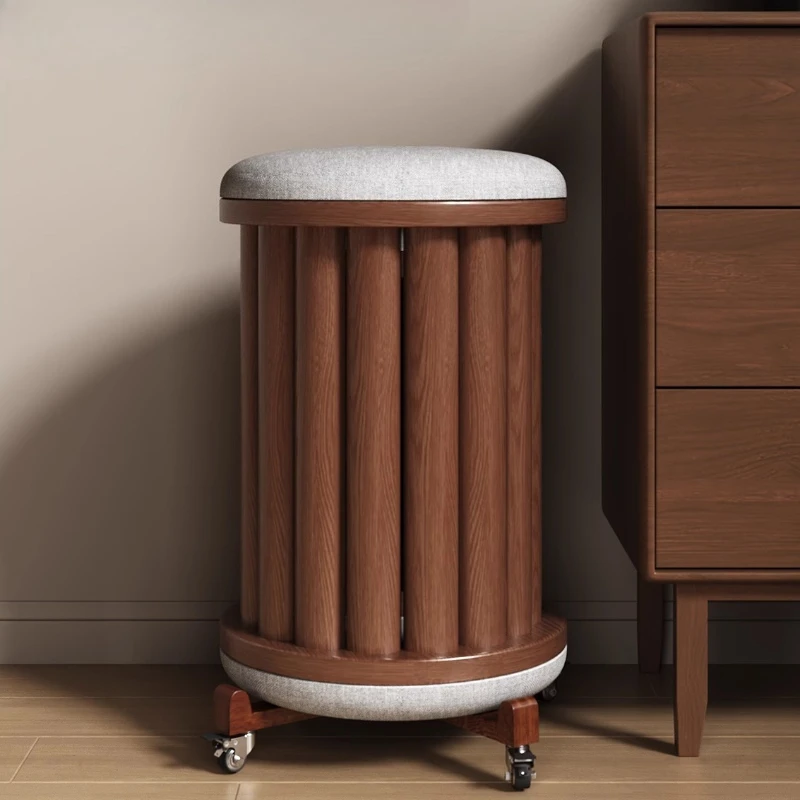 Stackable Solid Wood Round Stool Mobile Nesting Bench for Dining Table Space Saving Living Room Guest Stool 4-in-1 Kitchen Seat