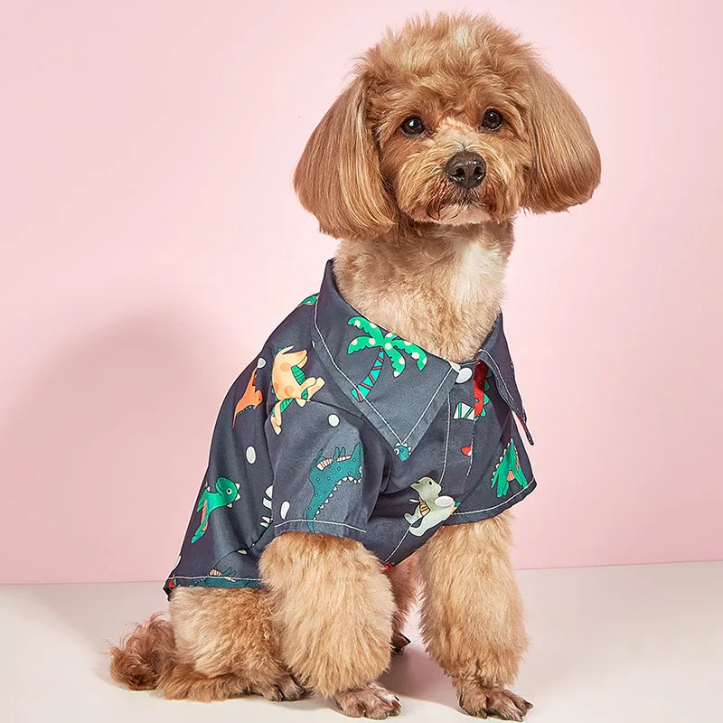 New Summer Seaside Style Pet Clothing Printed with Colorful Cute Dinosaur Dog Clothing Dog Coat Hot Selling Pet Supplies Apparel