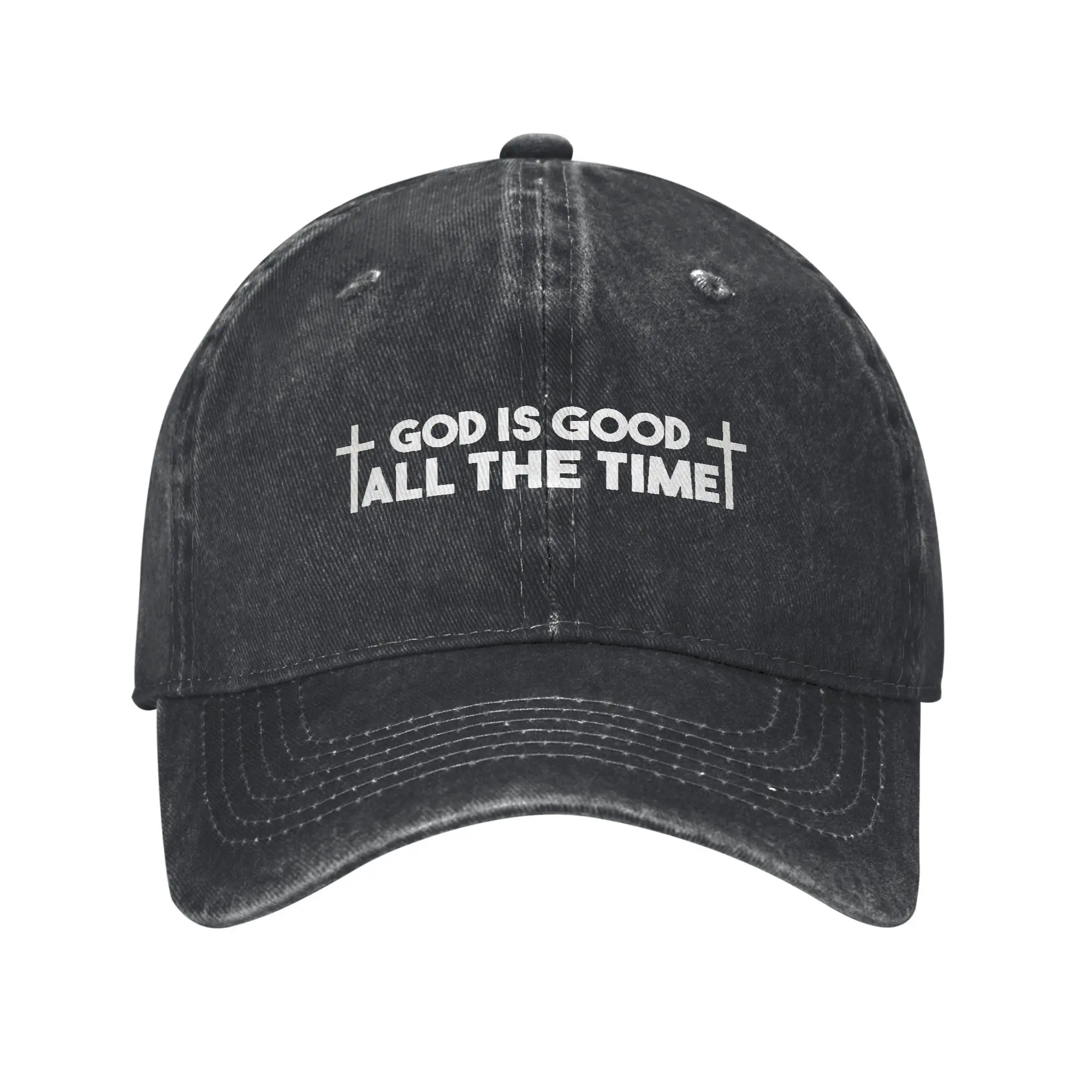 God Is Good All The Time Bible Quote Unisex Baseball Caps Jesus Christian Distressed Cotton Hats All Seasons Travel Soft Sun Cap