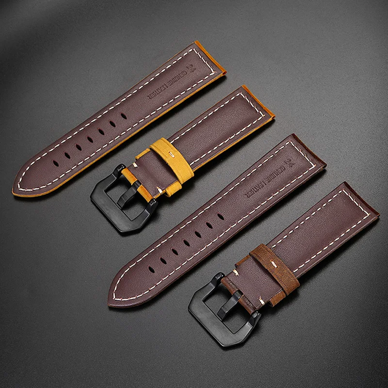 Cowhide Frosted Italian Leather Watchband for Casio PROTREK Series PRG-600/PRG-650/PRW-6600 Outdoor Sports Bracelet Strap 24mm