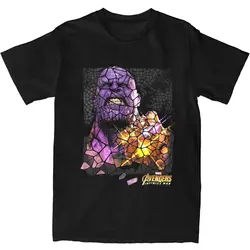 Men Infinity War Thanos Stained Glass T-Shirts Cotton Top Tees Summer Y2K Retro Short Sleeve T-Shirt