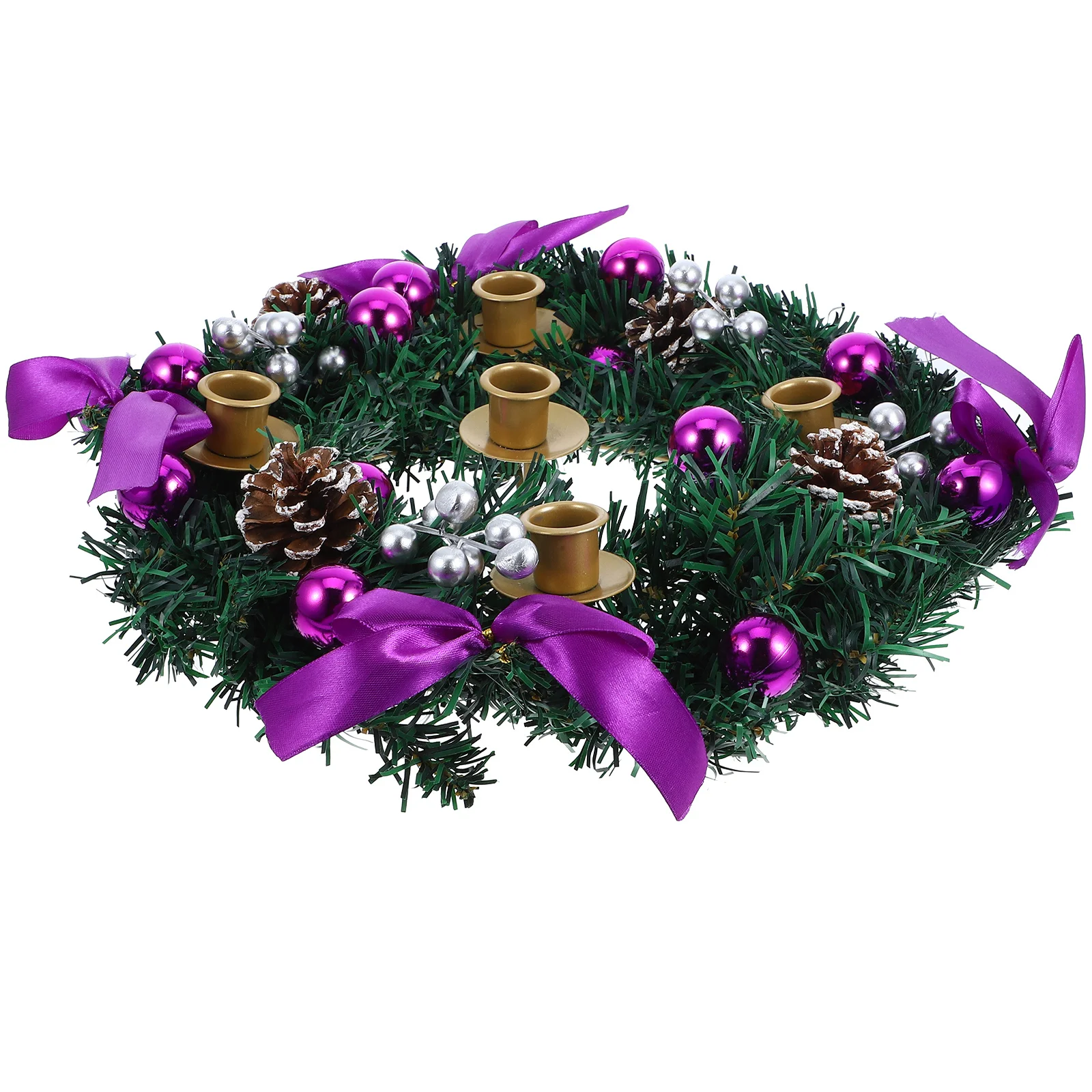 

Advent Wreath Candlestick with 5 Holes Red Berry and Christmas Tabletop Decoration for Winter Holidays Christmas