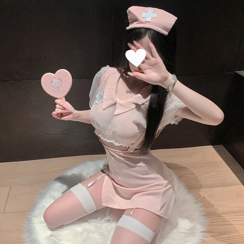 

Cute & Sexy Nurse Costume Pure Desire Lingerie Set with Pencil Skirt Hot Uniform Outfit Roleplay Babydoll Nightwear For Women