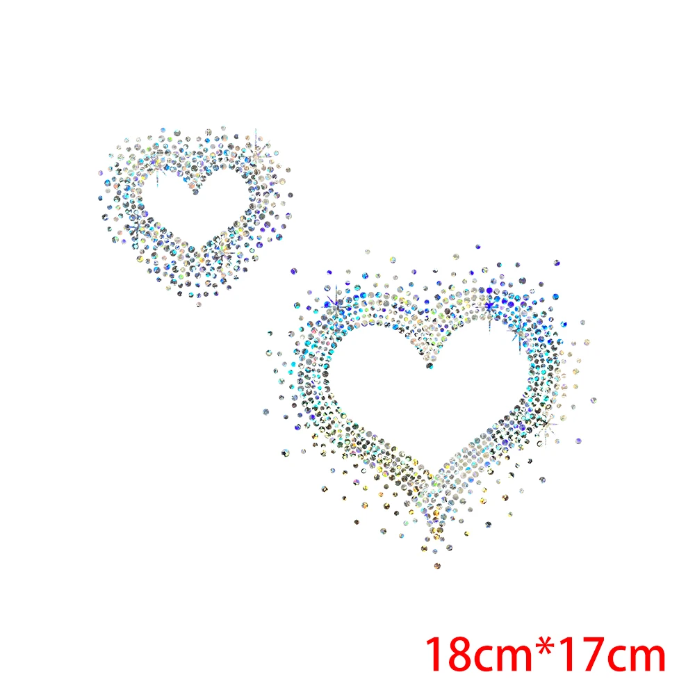 Colorful Flash Sequins Applique Heart Patches Valentine\'s Day Heat Transfer DIY Iron on Patches Termoadhesivos Para Ropa